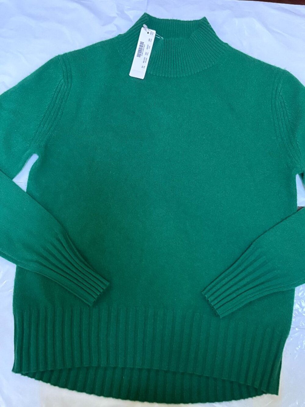 J Crew Cashmere Sz XS Mock-neck Sweater Green $154 NWT